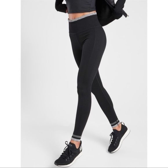 Athleta Pants - Athleta Andes Tight High Rise Leggings Black Size S Ribbed Warm Reflective